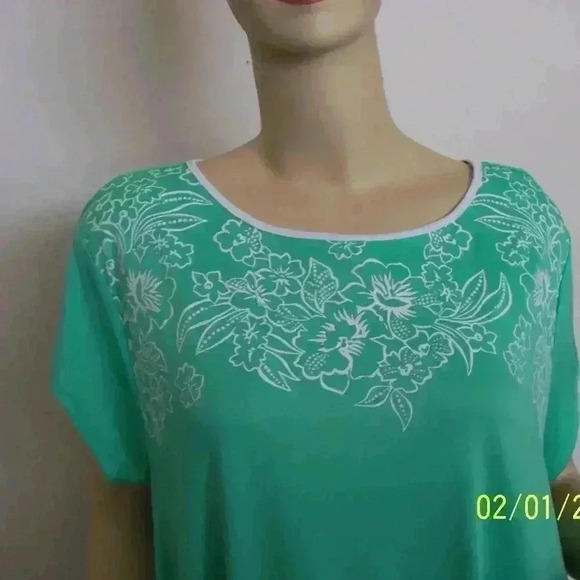 DRESS GREEN WITH WHITE FRONT MOTIF BY RUBY RED - Picture 4 of 4